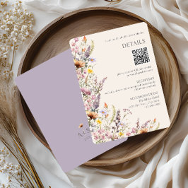 Elegante lavendel-, roze- en crèmekleurige wilde b informatiekaartje