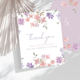 Elegante lavendel roze grillige Wildflower bruilof Bedankkaart