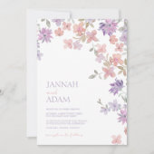 Elegante lavendel roze grillige Wildflower bruilof Kaart (Voorkant)