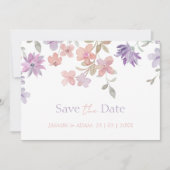Elegante lavendel roze grillige Wildflower bruilof Save The Date (Voorkant)
