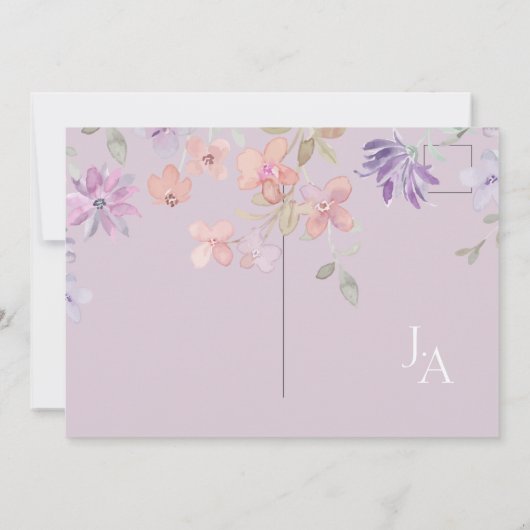 Elegante lavendel roze grillige Wildflower bruilof Save The Date (Achterkant)