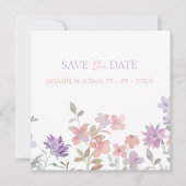 Elegante Lavendel Roze Whimsical Wilde Bloemen Bru Save The Date (Voorkant)