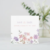 Elegante Lavendel Roze Wilde Bloem Bruiloft Save The Date (Staand voorkant)