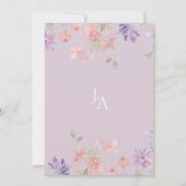 Elegante Lavendel Roze Wilde Bloem Monogram Bruilo Kaart (Achterkant)