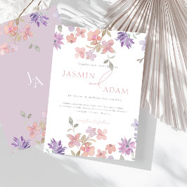 Elegante Lavendel Roze Wilde Bloem Monogram Bruilo Kaart