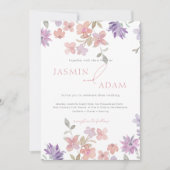 Elegante Lavendel & Roze Wildflowers Wedding Kaart (Voorkant)