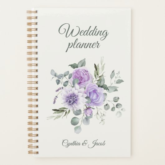 Elegante Lavendel Rozen Eucalyptus Trouwplanner Planner (Voorkant)