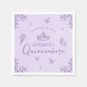 Elegante Lavendel Scribble Quinceanera Servet (Voorkant)