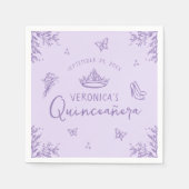 Elegante Lavendel Scribble Quinceanera Servet (Voorkant)