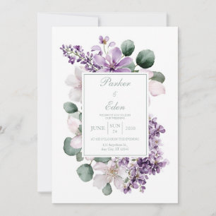 Elegante Lavendel Sering Eucalyptus Waterverf Kaart