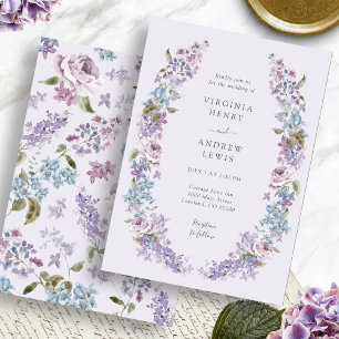 Elegante Lavendel Sering Huwelijk Kaart