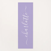 Elegante Lavendel Sering Script Naam Persoonlijk Yogamat (Voorkant)