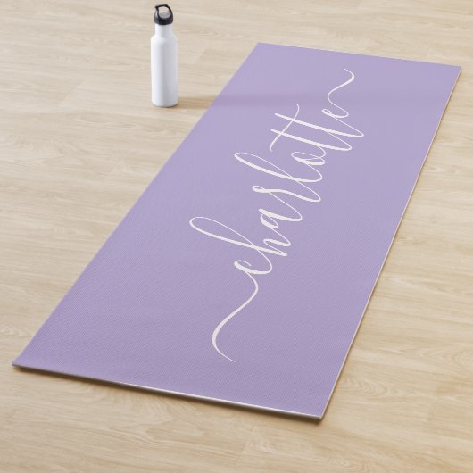 Elegante Lavendel Sering Script Naam Persoonlijk Yogamat (In situ)