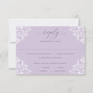 Elegante Lavendel Sering Vintage Klassieke Bruilof RSVP Kaartje