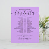 Elegante Lavendel Sering Wedding Planning Tijdslij (Staand voorkant)