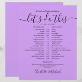Elegante Lavendel Sering Wedding Planning Tijdslij (Voorkant / Achterkant)