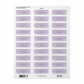 Elegante Lavendel Sering Wedding Retouradres Etiket (Full Sheet)