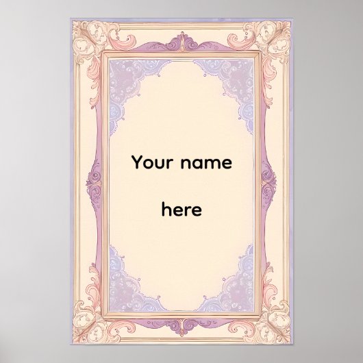 Elegante lavendel sierlijke vintage frame poster (Voorkant)