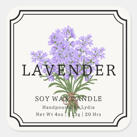 Elegante Lavendel Soja Wax Candle Business Label (Voorkant)
