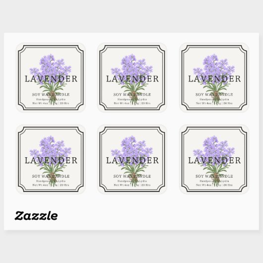 Elegante Lavendel Soja Wax Candle Business Label (Vel)