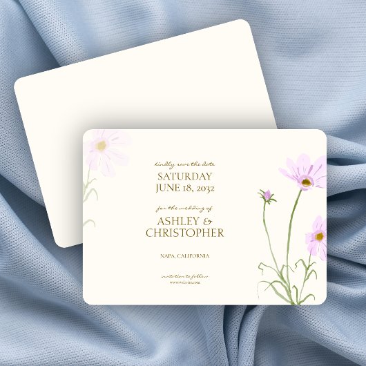 Elegante Lavendel Spring Wildflower bruiloft Save The Date