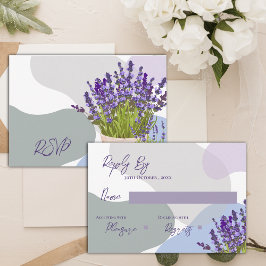 Elegante Lavendel Stems in Basket Floral Wedding RSVP Kaartje