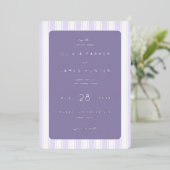Elegante lavendel strepen folie uitnodiging (Staand Voorkant)