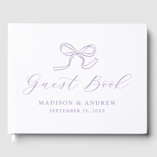Elegante lavendel strik bruiloft gastenboek (Voorkant)