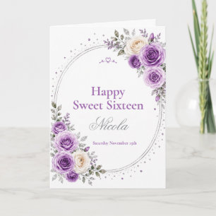 Elegante Lavendel Sweet 16 Kaart