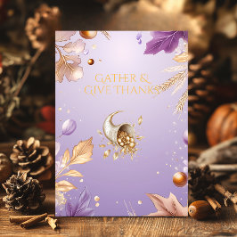 Elegante Lavendel Thanksgiving met Hoorn des Overv Kaart
