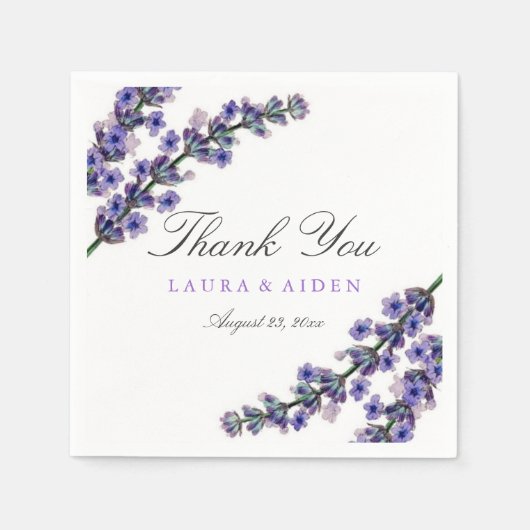 Elegante Lavendel Trouw Dankjewel Tafelservet Servetten (Voorkant)