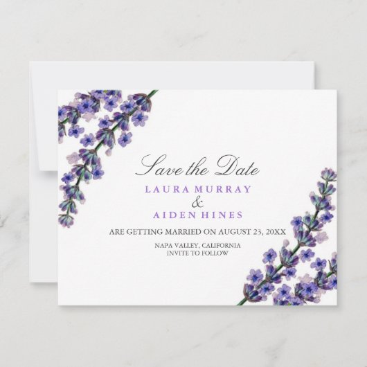 Elegante Lavendel Trouwdag Save The Date (Voorkant)