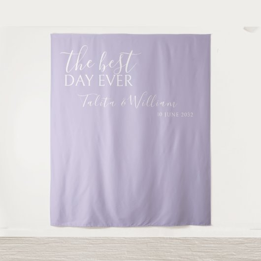 Elegante lavendel trouwfotobooth achtergrond wandkleed (Voorkant)