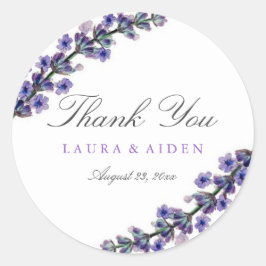 Elegante Lavendel Trouwstickers Ronde Sticker