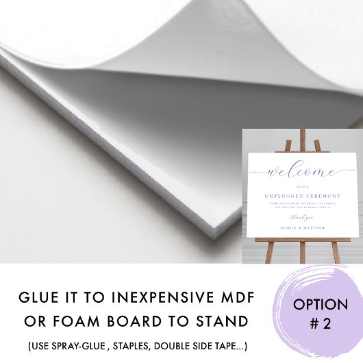 Elegante Lavendel Unplugged Bruiloft Welkomstbord Poster