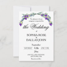 Elegante Lavendel viooltjes waterverf bruiloft