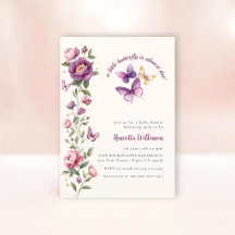 Elegante Lavendel Vlinder Baby Shower Uitnodiging