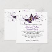 Elegante lavendel vlinder wervelt bruiloft uitnodi kaart (Voorkant / Achterkant)