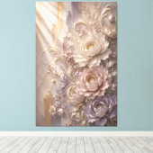 Elegante Lavendel Vorstbloem | Luxe Gepreste Bloem Canvas Afdruk (Insitu (Houten vloer))
