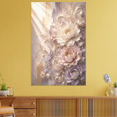 Elegante Lavendel Vorstbloem | Luxe Gepreste Bloem Canvas Afdruk (Insitu (Woonkamer))