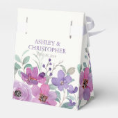 Elegante Lavendel Waterverf Bloemen Bruiloft Bedankdoosjes (Achterkant)