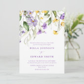 Elegante Lavendel Waterverf Bloemen Bruiloft Kaart (Staand voorkant)