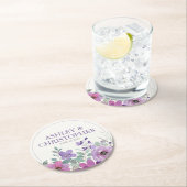 Elegante Lavendel Waterverf Bloemen Bruiloft Ronde Kartonnen Onderzetter (Insitu)