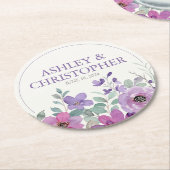 Elegante Lavendel Waterverf Bloemen Bruiloft Ronde Kartonnen Onderzetter (Gebogen)