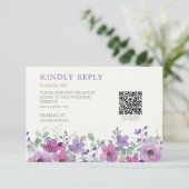 Elegante Lavendel Waterverf Bloemen Bruiloft RSVP Kaartje (Staand voorkant)