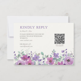 Elegante Lavendel Waterverf Bloemen Bruiloft RSVP Kaartje