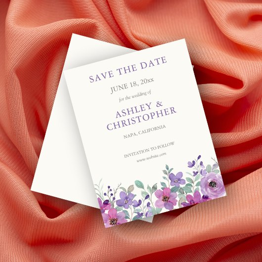 Elegante Lavendel Waterverf Bloemen Bruiloft Save The Date