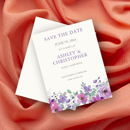 Elegante Lavendel Waterverf Bloemen Bruiloft Save The Date