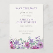 Elegante Lavendel Waterverf Bloemen Bruiloft Uitno Briefkaart (Voorkant)