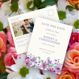 Elegante Lavendel Waterverf Bloemen Bruiloft Uitno Briefkaart